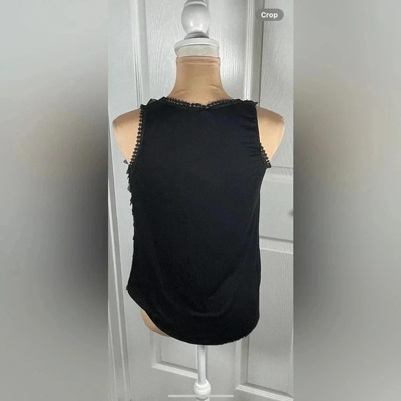 🖤 Made In Italy Black Floral Ruffle Front Blouse Medium - Picture 6 of 9